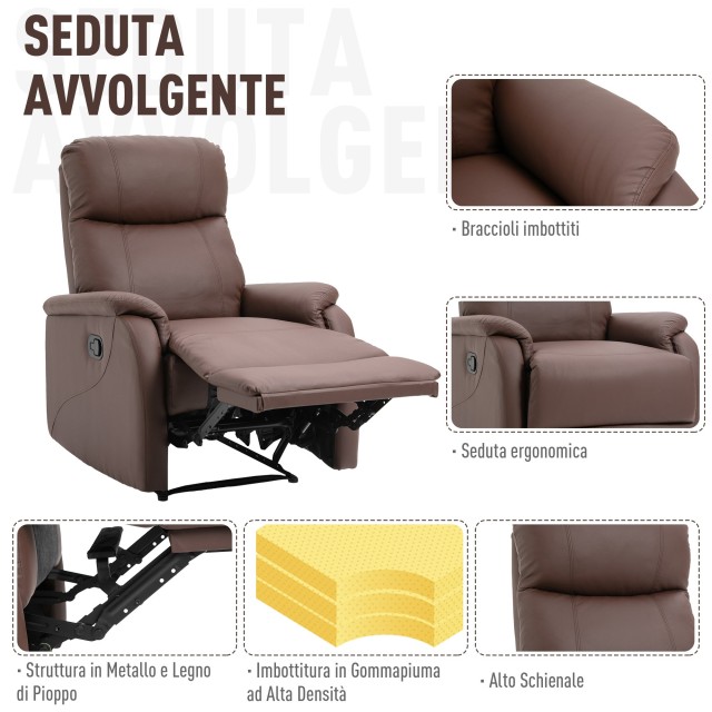 Homcom Manual Relax Πολυθρόνα με ανακλινόμενη πλάτη και υποπόδιο σε...
