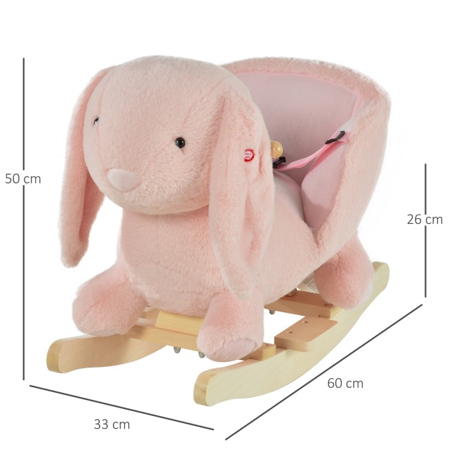 Homcom Rocking Toy in the Shape of a Pink Rabbit για παιδιά 18-36 μ...