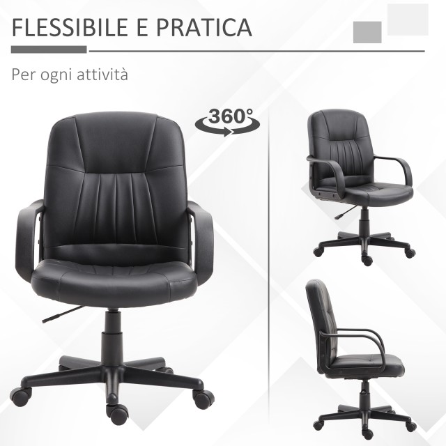 Εργονομική καρέκλα γραφείου καρέκλα γραφείου καρέκλες παιχνιδιών Vinsetto με επένδυση περιστρεφόμενη καρέκλα gaming με τροχούς, μαύρο 921-114