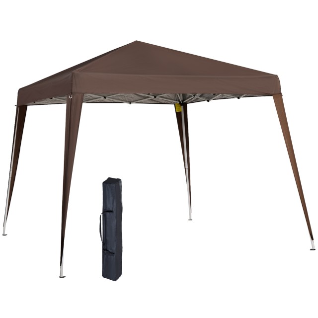 Outsunny Folding Garden Gazebo 2,4x2,4m με Χαλύβδινη Κατασκευή και Αντιανεμικά Σχοινιά, Καφέ 840-159CF