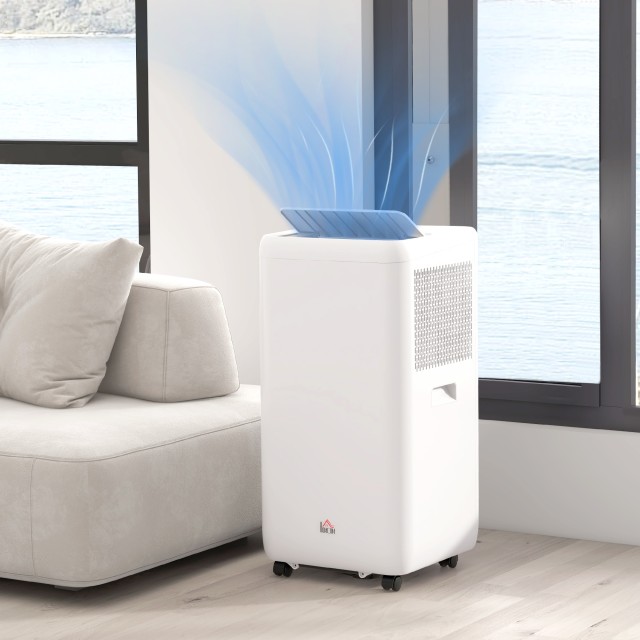 Φορητό κλιματιστικό HOMCOM 1250W με 5 λειτουργίες και χρονοδιακόπτη 24 ωρών, 35,5x35x70 cm, Λευκό 823-056V90WT