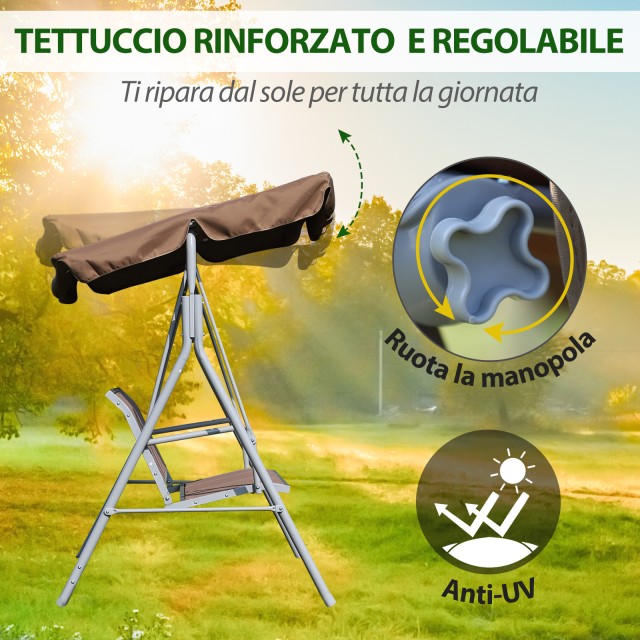 Outsunny Κούνια Κήπου 3 Θέσιων σε καφέ μέταλλο 170 x 112 x 153 cm 84A-059BN