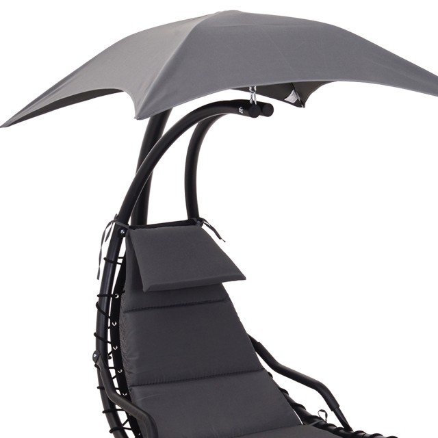 Outsunny Suspended Garden Lounger Κρεμαστή ξαπλώστρα με σκούρο γκρι οροφή 190 x 115 x 190 cm 84A-042CG
