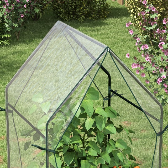 Outsunny Mini Garden Θερμοκήπιο με 2 Ρολόπορτες και κάλυμμα PE 90x90x145cm, Διαφανές 845-955V00CR