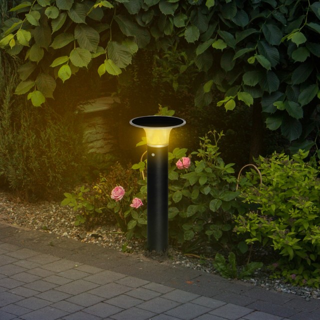 Outsunny Solar Powered Outdoor Light with Dimmable Brightness, Αλουμίνιο, Φ23,5x60cm, Μαύρο B30-008