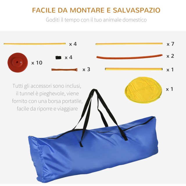 PawHut Dog Agility Set για εκπαίδευση σκύλων με ρυθμιζόμενα εμπόδια, σλάλομ και τούνελ D07-024