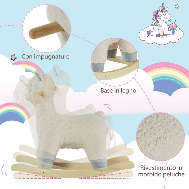 Κουνιστή πολυθρόνα HOMCOM σε σχήμα Alpaca για μωρά 36-72 μηνών - Κρ...