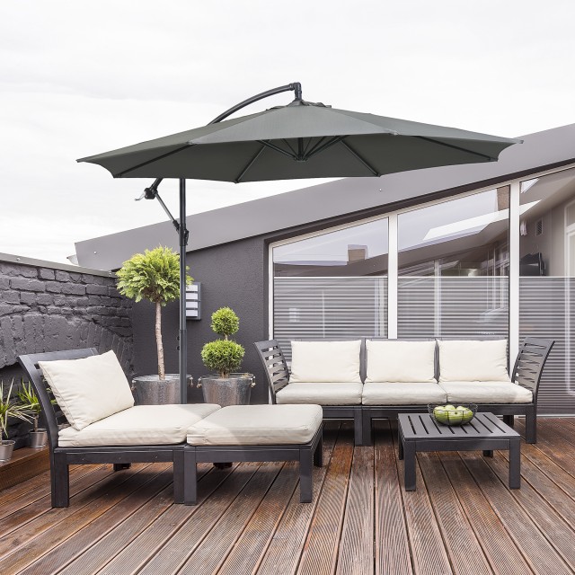 Outsunny Outsunny Outdoor Parasol Ατσάλινο πλαίσιο και Πολυεστέρας Αδιάβροχο Anti-UV Φ300x250cm, Γκρι 84D-037GY