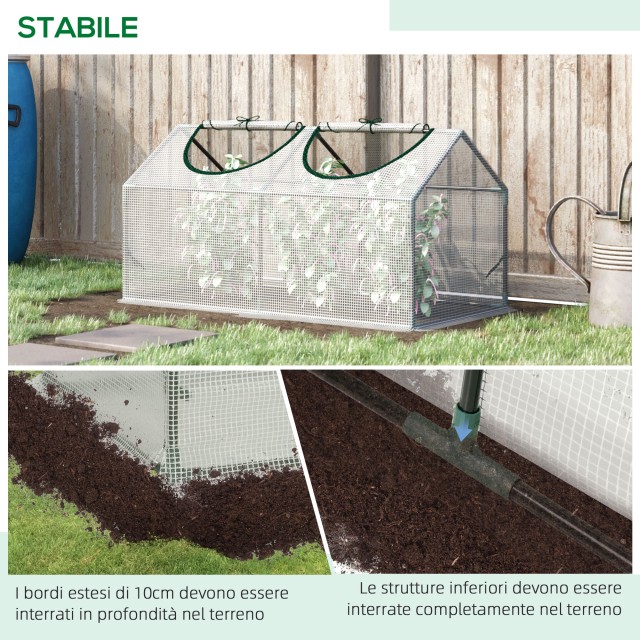 Outsunny Mini Garden Greenhouse με 2 κυλιόμενα παράθυρα και κάλυμμα PE Anti-UV, 119x60x60cm, Λευκό 845-368V03WT