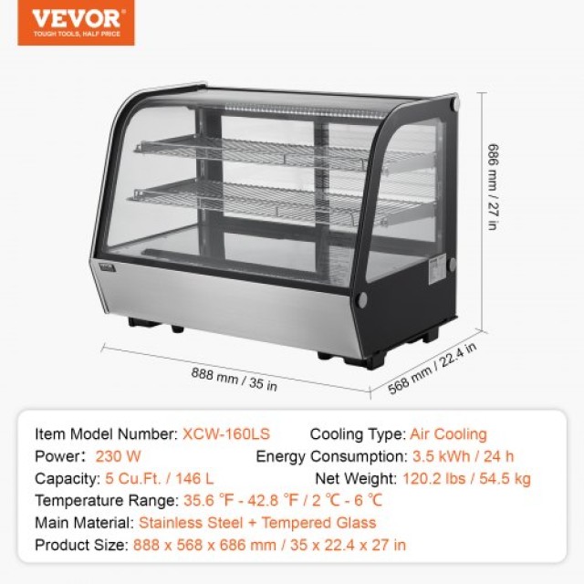 VEVOR  Ψυγείο Βιτρίνα Αρτοποιίας 5 cu ft/146L 2 Επιπέδων DGZSJTMHX5CFLW41TV2