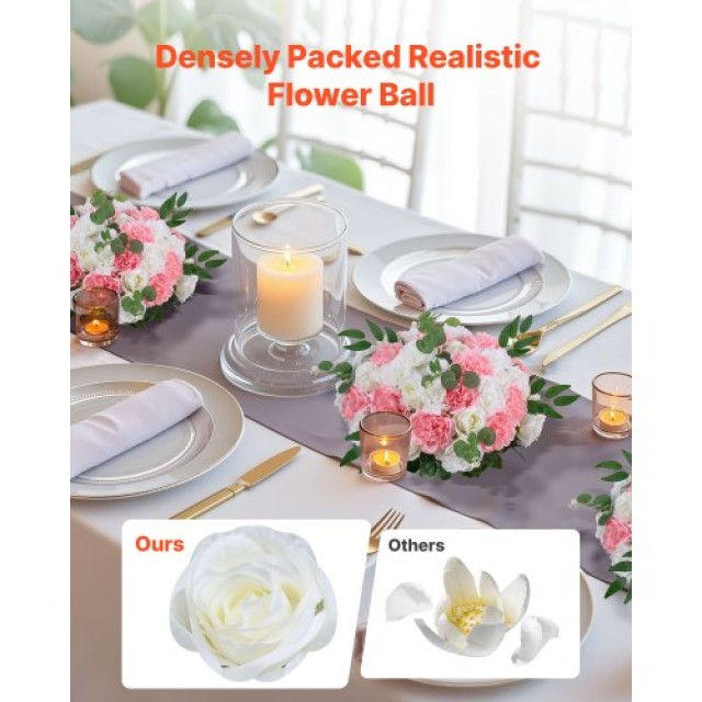 VEVOR Ροζ και Λευκές Μπάλες Λουλουδιών για Γάμους - Σετ 10 τεμαχίων... VEVOR Ροζ και Λευκές Μπάλες Λουλουδιών για Γάμους - Σετ 10 τεμαχίων...