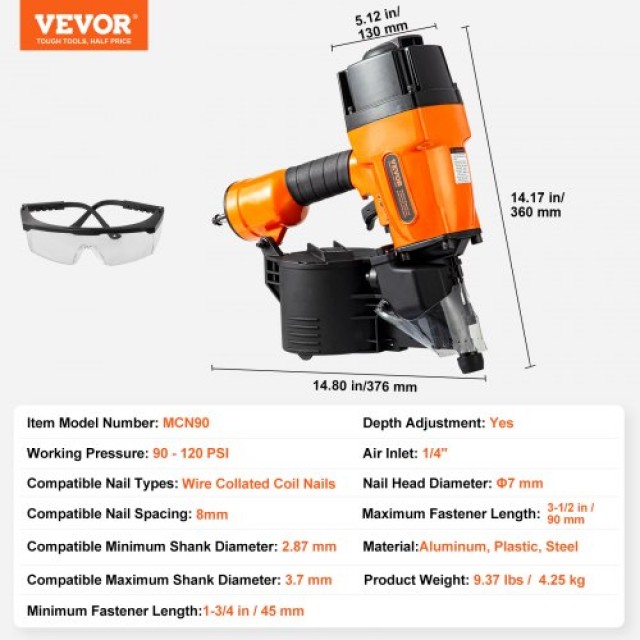 Πνευματικό Καρφωτικό VEVOR MCN90 15° 1-3/4 έως 3-1/2  QDJPDQ90OS00CEXPOV0