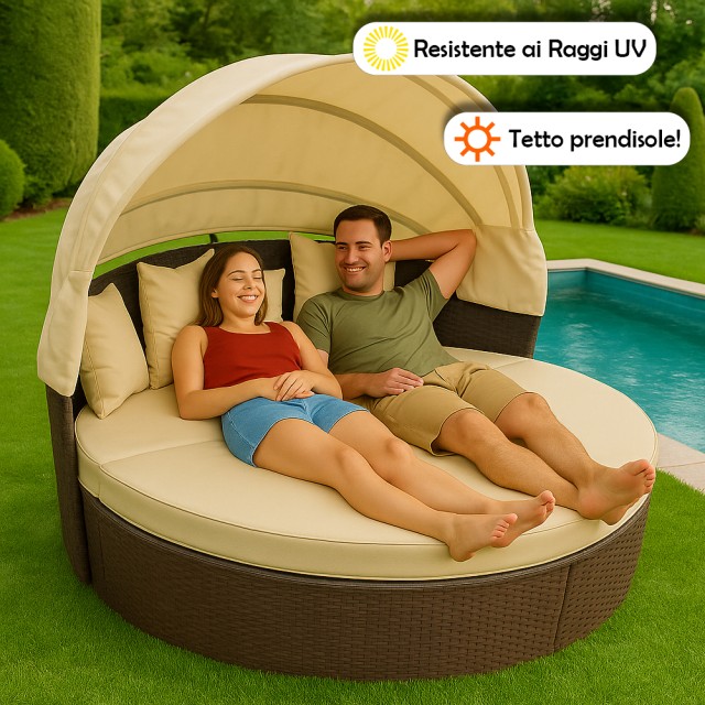 BAKAJI Κρεβάτι Ίζολα από Καφέ Ρατάν για Εξωτερικό Χώρο με Σκίαστρο ... BAKAJI Κρεβάτι Ίζολα από Καφέ Ρατάν για Εξωτερικό Χώρο με Σκίαστρο ...