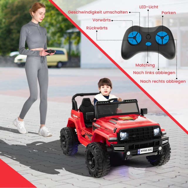 Costway  Ηλεκτρικό Παιδικό Αυτοκίνητο 24V 2 Θέσεων Κόκκινο 135 x 85...