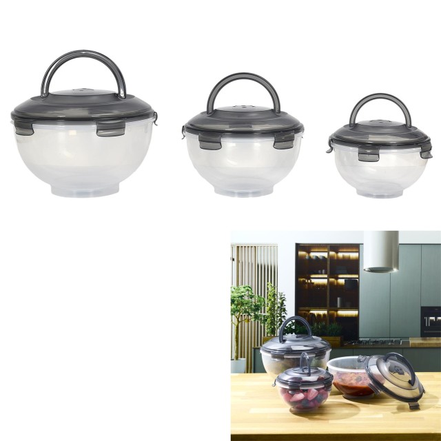 Σετ Δοχεία Φαγητού 3 Τεμάχια 24 x 16.5 x 24 cm - Μαύρο KA0502 Cook ...