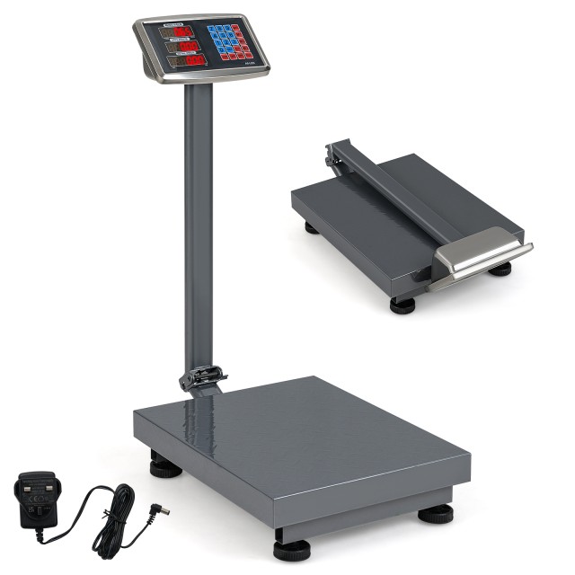 Costway Ασημένια Ψηφιακή Ζυγαριά 300kg με Λειτουργία Υπολογισμού Τι...
