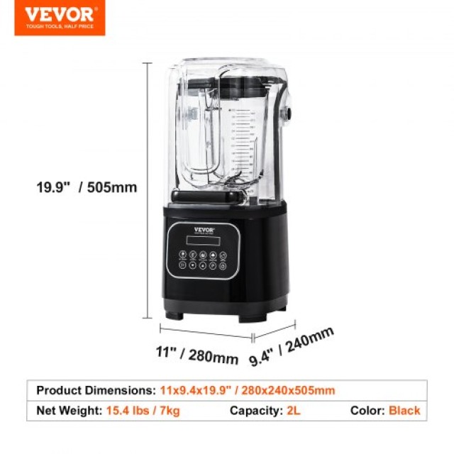 VEVOR Επαγγελματικός Μπλέντερ Πάγκου 68 oz για Smoothies & Shakes TSSBJ20L1600W4DTQV2