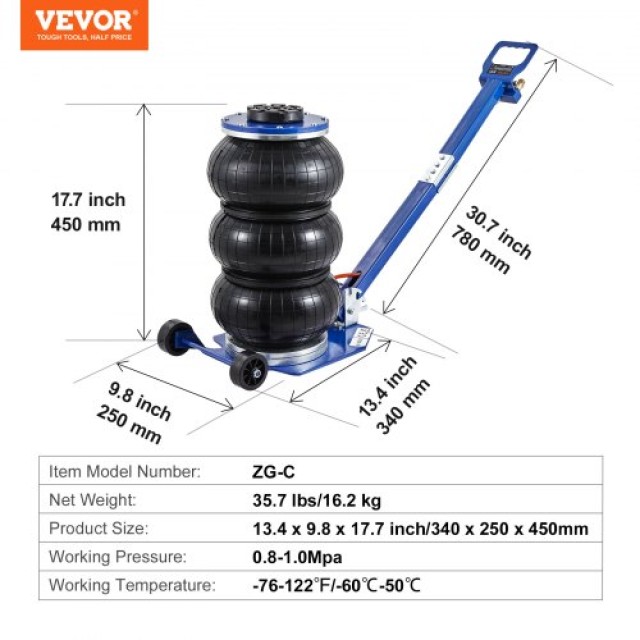 Αερογρύλος VEVOR 3 Τόνων με Τριπλή Σακούλα (Μπλε)  QNQJDDBSZB3T62XMUV0