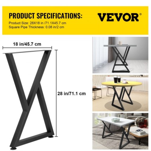 VEVOR  Μεταλλικά Πόδια Τραπεζιού Σχήματος Ζ 28x18 Σετ 2 Τεμαχίων TZZTYCZ28X188OFG9V0