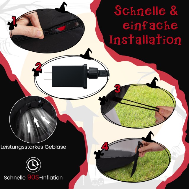 Costway 313 εκ. Φουσκωτή Αράχνη για το Halloween με Κόκκινα Μάτια Σ...