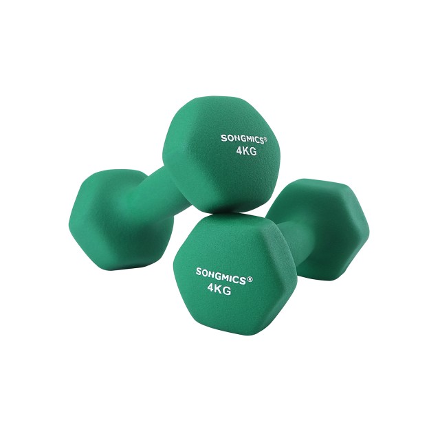 SONGMICS Σετ Αλτήρων 2 x 4 kg Νεοπρένιο – Πράσινο, 20.5 x 9 cm,SYL68GN 