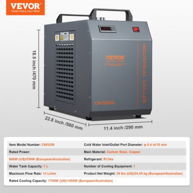 VEVOR  Βιομηχανικός Ψύκτης Νερού CW-5200 για Μηχανή Χάραξης CO2 GYLSJYSJS7L1LBEPIV2