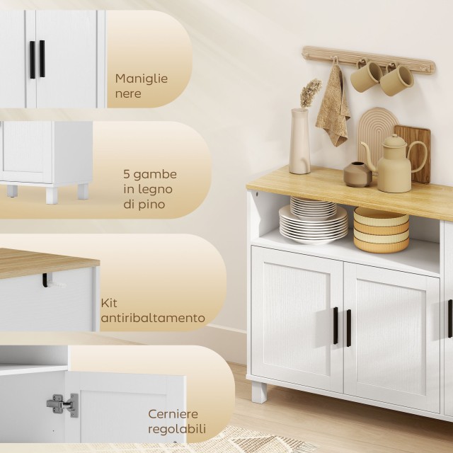 HOMCOM Κουζίνα Κρεντένζα με Αποσβεσόμενες Πόρτες, 2 Ντουλάπια και Α... HOMCOM Κουζίνα Κρεντένζα με Αποσβεσόμενες Πόρτες, 2 Ντουλάπια και Α...