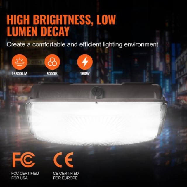 VEVOR LED Φωτιστικό Οροφής 150W 16500LM 5000K IP65 Εξωτερικού Χώρου  TPDDS150W1JTANN32V7