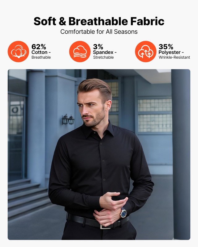 VEVOR Ανδρικό Πουκάμισο Μαύρο, Μακρυμάνικο, Large, Ύφασμα Αδιάβροχο... VEVOR Ανδρικό Πουκάμισο Μαύρο, Μακρυμάνικο, Large, Ύφασμα Αδιάβροχο...