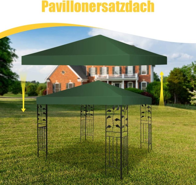 Costway  Ανθεκτική Τέντα Σκίασης 300 cm x 300 cm για Κιόσκια - Διαθέσιμη σε Τρία Χρώματα NP10527DGN