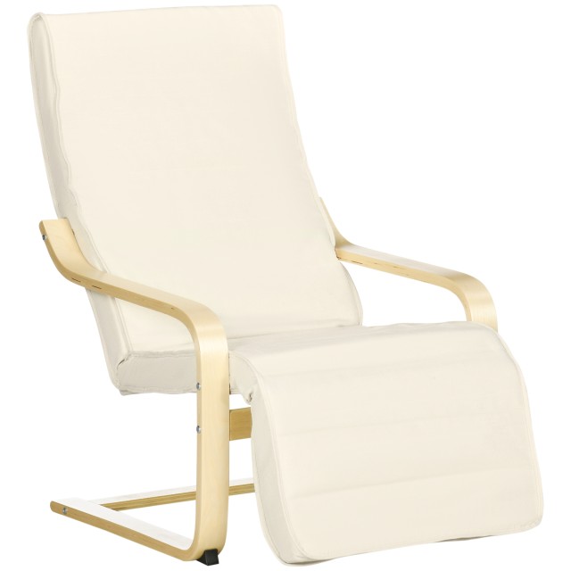 HOMCOM Πολυθρόνα Relax με Υποπόδιο 5 Επιπέδων και Προσκέφαλο, Ξύλο ...