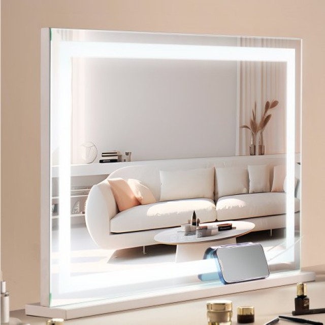 VEVOR beleuchteter Make-up-Spiegel, 3 Farben, mit Bluetooth, USB, Tisch-/Wandmontage, 55 cm, TMHZJJSFXLYKEFSP0V2