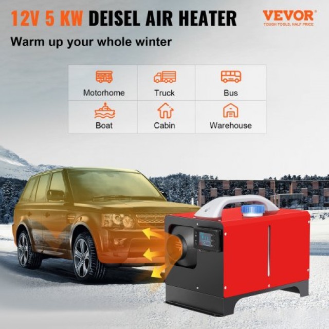 VEVOR  Ντίζελ Θερμαντήρας 5KW 12V, Μίνι Θερμαντήρας, Μονή Έξοδος, LCD, Τηλεχειριστήριο, Γρήγορη Θέρμανση, Για RV, Φορτηγό, Σκάφος, Λεωφορείο, Αυτοκίνητο, Τροχόσπιτο  ZCJRQXK5KWDFKYJKGV0