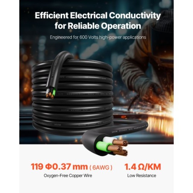 VEVOR Καλώδιο Προέκτασης Ισχύος 25 FT 6AWG Χαλκού BXSDYXSOOWDLNPKFF...