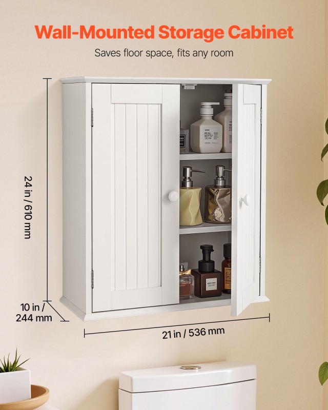 VEVOR Διπλή Ντουλάπα Μπάνιου τοίχου με Ρυθμιζόμενο Ράφι, 53x24x61cm... VEVOR Διπλή Ντουλάπα Μπάνιου τοίχου με Ρυθμιζόμενο Ράφι, 53x24x61cm...