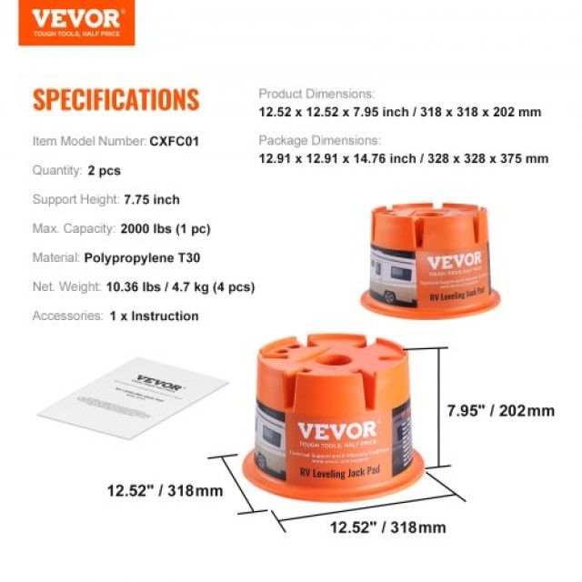 VEVOR Μπλοκ Γρύλου Τρέιλερ, 2.000 lbs, 2τμχ  ZXKLJT8YC000EG32JV0