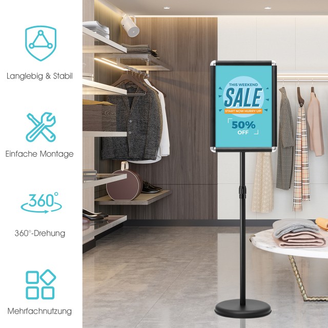 Costway Σετ 2 Ρυθμιζόμενοι Μαύροι Περιστρεφόμενοι Πινακίδες A3 CB10...