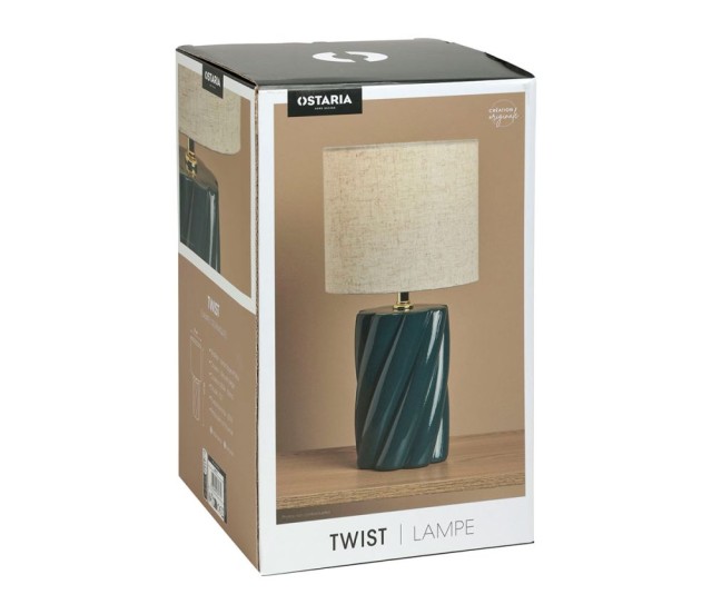 Ostaria Λάμπα Κεραμική Στριφτή Twist Μπλε Και Μπεζ -36177