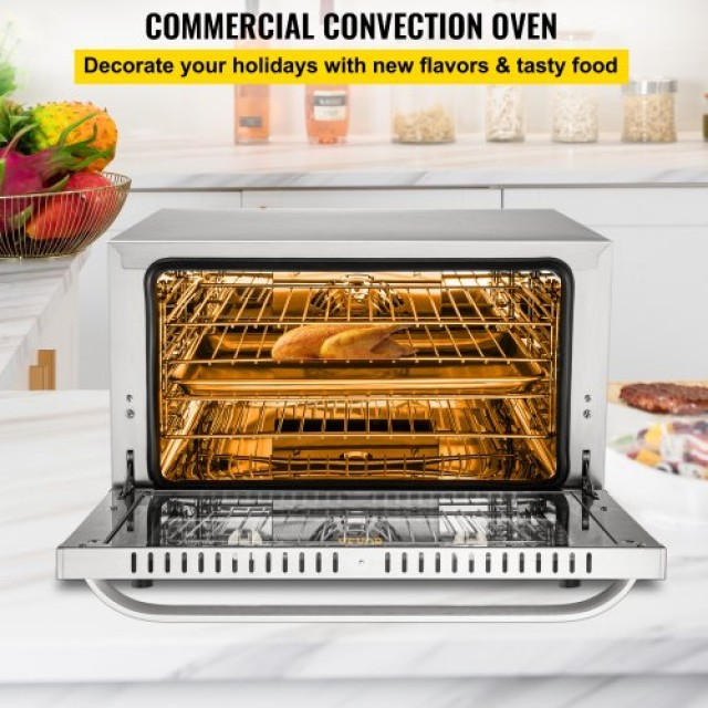 Επαγγελματικός Φούρνος VEVOR 47L, 1600W, 4 Επίπεδα, 220V, ETL  RFXHLO40L220VLV9EV2
