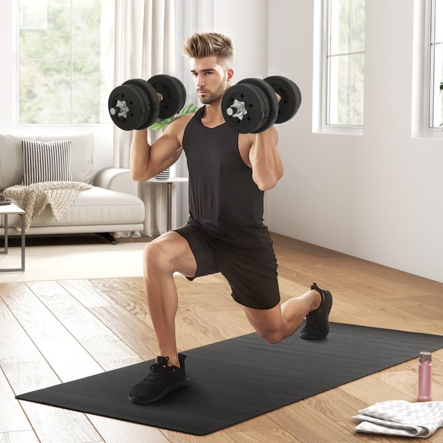 HOMCOM Σετ Μαύρων Αλτήρων 25kg με 12 Δίσκους και 2 Μπάρες 2kg A91-139V04BK