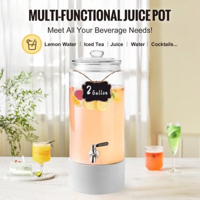Διανομέας Ποτών VEVOR 7.5L, Γυάλινος με Ανοξείδωτη Βρύση  YLFPQBLFPQWD0RA6IV0