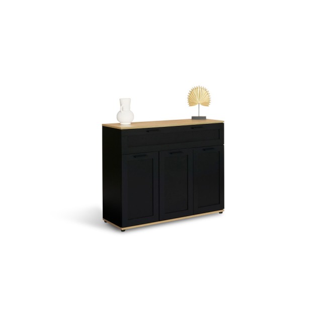 Μπουφές Marius με 3 Πόρτες & 1 Συρτάρι 100 x 34 x 80 cm - Μαύρο & Ξύλο  30150205 Idomya