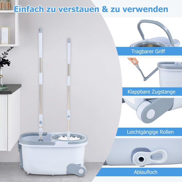 Costway Πολυλειτουργικό Σετ Σφουγγαρίστρας & Κουβά με Διαστάσεις 50...