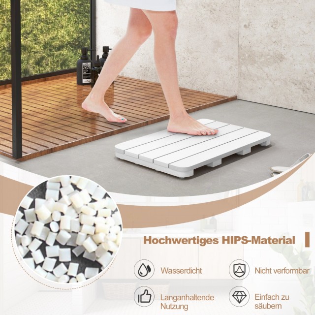 Costway χαλάκι τουαλέτας 60 x 48 cm από Hips με σχέδιο ξύλου, χαλάκι μπάνιου ανθεκτικό έως 150kg, αντιδιαβρωτικό, ανθεκτικό στη σκουριά, μακράς διάρκειας, λευκό. BA8031WH
