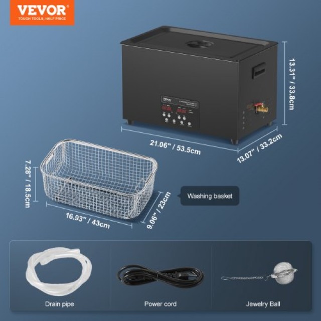 VEVOR  Καθαριστής Υπερήχων 30L με Χρονοδιακόπτη, Θερμαντήρα & Καλάθι 600W SGLTQCSBQXJ3EURWGV2