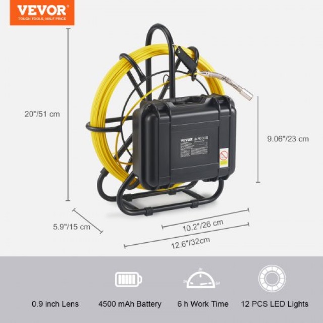 Κάμερα Αποχέτευσης VEVOR με Οθόνη 9 και Καλώδιο 50μ  JLKXSGDNKJ950DXC6V2