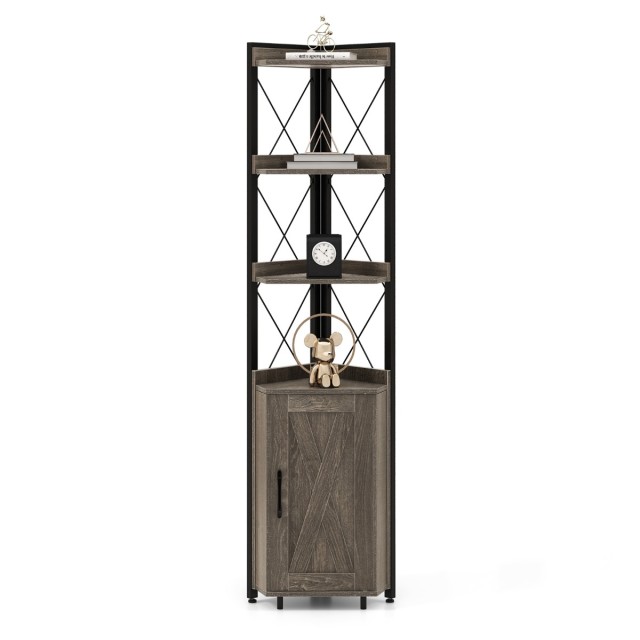 Costway Γωνιακή Ντουλάπα 48 x 32 x 180 cm  με Ρυθμιζόμενα Ράφια και...
