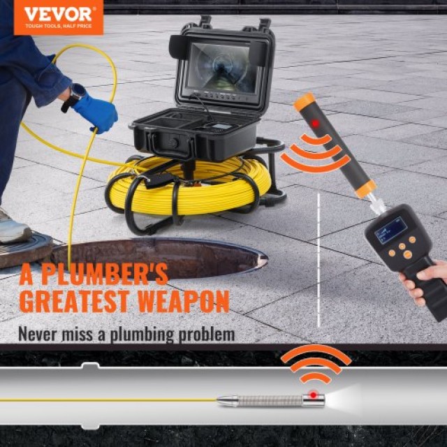 Κάμερα Αποχέτευσης VEVOR με 512Hz Sonde, Οθόνη 9 720p, 300ft  DDWKXSGDN9915V4HOV2