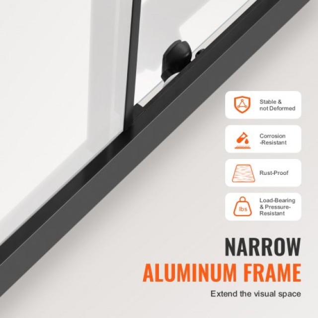 VEVOR  Ημι-πλαισιωτή Πόρτα Ντουζ 58x70 Μαύρο Ματ 6mm Ασφαλείας  DBK...