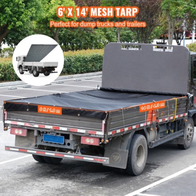 VEVOR Κάλυμμα Δίχτυ Απορριμματοφόρου, 6 x 14 ft, Βαρέως Τύπου PVC Μαύρο  KCPVC6X1418OZJELJV0